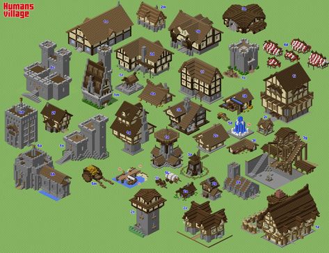 Village Hall Minecraft, Minecraft Pasta, Minecraft Medieval Village, Vila Medieval, Medium House, Build Minecraft, Case Minecraft, Wall Section, Minecraft Village