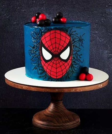 25 Spiderman Birthday Cake Ideas To Thrill Every Child : Navy Blue Children Cake Design, Simple Spiderman Cake Design, Boys Cakes Birthday, Spiderman Cakes For Boys, Boy Cakes Birthday, Modern Christmas Cake, Spiderman Birthday Cake Ideas, Christmas Cake Design, Captain America Birthday Cake