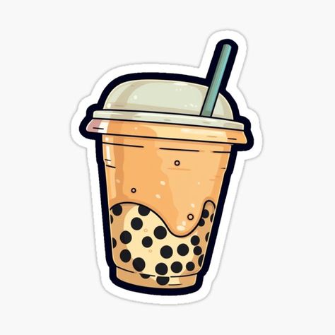 Boba Logo, Brown Sugar Boba, Cute Graphic Design, Boba Bubble Tea, Tea Logo, Menu Food, Disney Belle, Coffee Stickers, Design Sticker