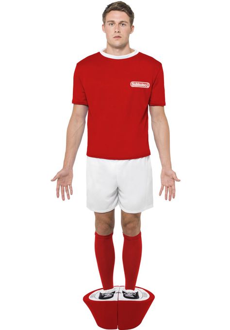 Subbuteo Red Strip Costume Football Halloween Costume, Football Player Costume, Football Costume, 80s Fancy Dress, Mens Fancy Dress, Mens 80s, Sports Costume, Red Costume, Fancy Dress Costume