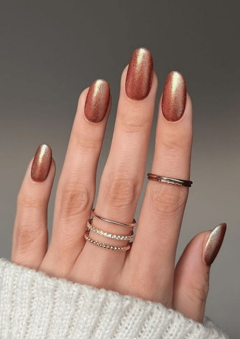 Bronze Nails Designs, Fall Nails Glitter, Harvest Nails, Lights Lacquer, Autumn Manicure, Fall Nail Design, Fall Fashion Staples, Nailinspo Nailart, Bronze Nails