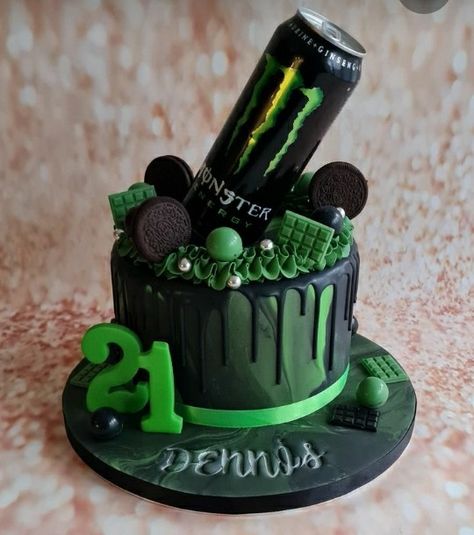 Monster Energy Cake, Monster Energy Girls, Monster Crafts, Monster Energy Drink, Monster Cake, Funny Birthday Cakes, Cake Designs Birthday, Energy Drink, Monster Energy