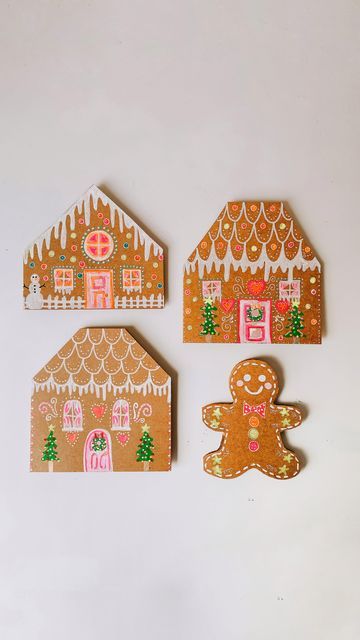 Diy Christmas Decor Cardboard, Christmas Cards Gingerbread Man, Gingerbread Man Card, Ginger Bread Man Crafts, Gingerbread Christmas Card, Cardboard Gingerbread Man, Gingerbread Man Ideas, Gingerbread House Cards, Gingerbread Cardboard