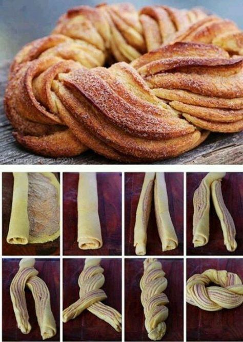 Pembuat Roti, Braided Bread, God Mat, Sweet Bread, Bread Baking, Cinnamon Rolls, Cooking And Baking, Sweet Recipes, Nutella