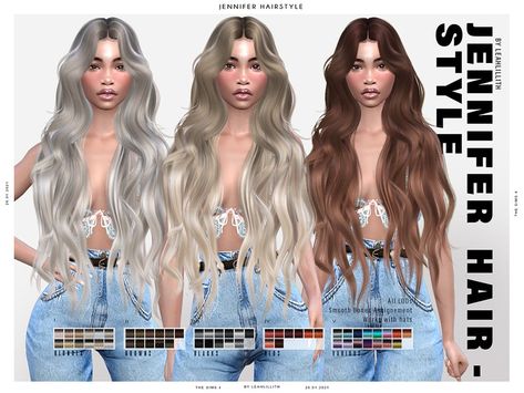 The Sims Resource - LeahLillith Jennifer Hairstyle (Patreon EA) Leah Lillith Sims 4 Hair, Leah Lillith, Sims 4 Cc Hair, Kylie Hair, Sims Clothes, Sims 4 Cc, Strong Hair, Maxis Match, The Sims Resource