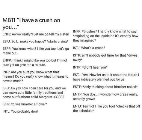 Mbti When They Have A Crush, Mbti Crush, Crush Love, A Crush, Let Me Go, I Have A Crush, Intj, Your Crush, Personality Types