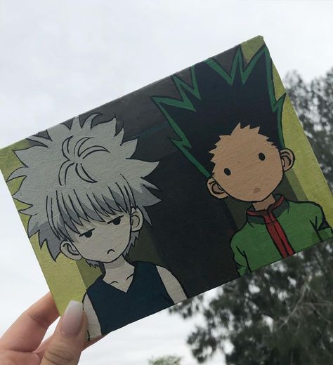 Gon And Killua Canvas Painting, Gon And Killua Painting, Hxh Painting, Killua Painting, Hunter X Hunter Painting, Himi Paint, Simple Anime Painting, Attack On Titan Painting, Anime Paintings Canvases