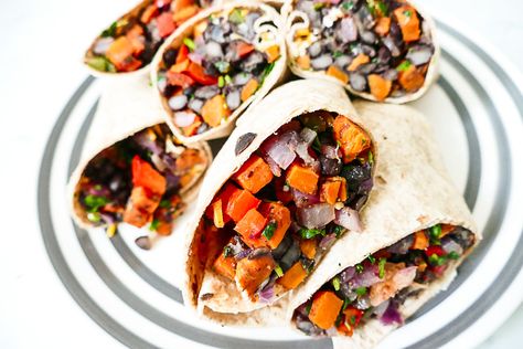 Sweet Potato Black Bean Burritos (and how to create a healthy, convenient freezer stash!) • Faithful Plateful, Meal Prep Bodybuilding, Black Bean Burritos, Healthy Meal Prep Recipes, Sweet Potato Black Bean, Bean Burritos, Sweet Potato Black Beans, Weight Gain Meals, Meatless Monday Recipes