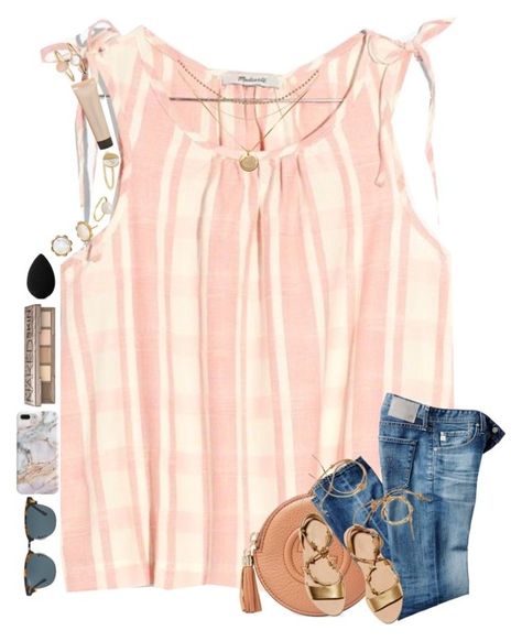 "see you on saturday! bye, love you guys!" by classyandsassyabby ❤ liked on Polyvore featuring Madewell, Gucci, AG Adriano Goldschmied, Loeffler Randall, Ray-Ban, Recover, Urban Decay, beautyblender, Asha by ADM and Monica Vinader Polka Dot Crop Top, Plaid Tank Top, Polka Dot Tank Top, Plaid Crop Top, Tie Crop Top, Plaid Top, Pink Crop Top, Plaid Tops, Pink Tops