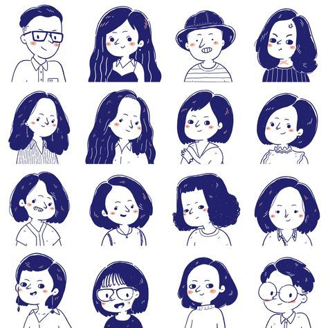 Portraits Illustrés, 심플한 그림, Illustration Mignonne, Simple Character, Art Mignon, Makeup Eyes, 인물 드로잉, Art Et Illustration, People Illustration