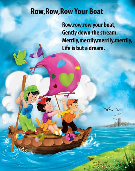 Artworks: Children English Nursery Rhymes ( digital drawing art book), Row, Row, Row Your Boat English Nursery Rhymes, Kindergarten Rhymes, Nursery Poem, Children Rhymes, Preschool Poems, Nursery Rhymes Poems, Best Nursery Rhymes, Nursery Stories, English Poems For Kids