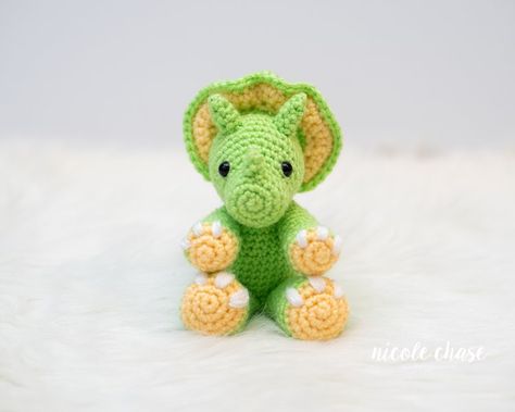 Mini Tanner the Triceratops - PDF Crochet Pattern — Nicole Chase: Free Crochet Patterns for Beginners and Up Crochet Triceratops Free Pattern, Triceratops Crochet Pattern Free, Tanner The Triceratops, Triceratops Crochet Pattern, Nicole Chase, Crochet Triceratops, Free Crochet Patterns For Beginners, Crochet Patterns Free Beginner, Knit Picks