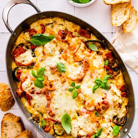 Eggplant And Zucchini Recipes, Baked Salmon Steak, Zucchini Tomato Casserole, Eggplant Ricotta, Salmon Steak Recipes, Healthy Steak Recipes, Veggie Casseroles, Tomato Casserole, Zucchini And Tomato