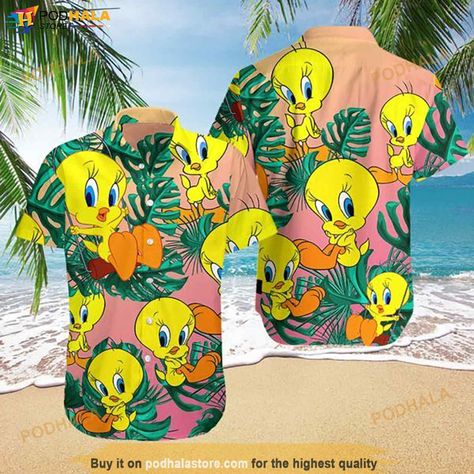 Tweety Bird Hawaiian Shirt, Aloha Shirt Check more at https://podhalastore.com/product/tweety-bird-hawaiian-shirt-aloha-shirt/ Sylvester The Cat, Shirt And Shorts Set, Merrie Melodies, Looney Tunes Cartoons, Tiki Party, Tweety Bird, Shirt And Shorts, Aloha Shirt, Tailored Shirts