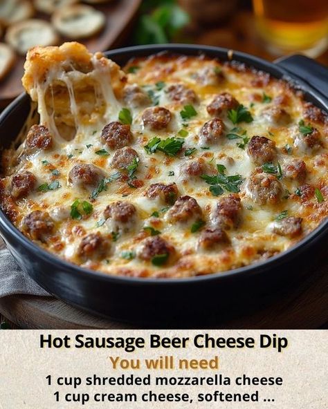 Ashley’s Recipes | Hot Sausage Beer Cheese Dip | Facebook Hot Sausage Beer Cheese Dip Recipe, Sausage Beer Cheese Soup, Hot Sausage Beer Dip, Hot Sausage Beer Cheese Dip, Gathering Appetizers, Sausage Beer Cheese Dip, Holiday Munchies, Creative Cookery, Sausage Cheese Dip