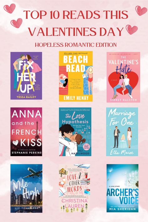 Looking for the perfect read to celebrate Valentine's Day with your loved one? Check out these top 10 romantic books on Pinterest that are sure to sweep you off your feet. From classic love stories to contemporary page-turners, there's something for everyone on this list. Get ready to curl up with a good book and fall in love all over again. Love Story Books Romance Novels, Top 10 Books To Read, Young Adult Romance Novels, Romantic Comedy Books, Romantic Reads, Adult Romance Novels, Books Romance Novels, Valentines Day Book, Contemporary Romance Novels