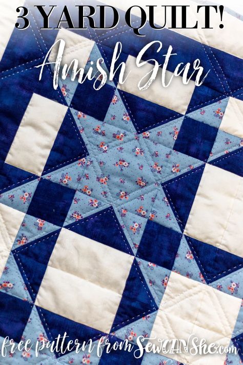 Sewcanshe Projects Free Pattern, Unusual Quilt Patterns, Free Queen Size Quilt Patterns, 4 Color Quilts, Free 3 Yard Quilt Patterns, Three Yard Quilts Free Pattern, Star Quilt Blocks Pattern Free, 5 Yard Quilt Patterns Free, Blue And White Quilts Patterns