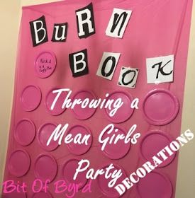 Mean Girls Party Decorations, Mean Girls Birthday Party, Mean Girls Birthday, Emergency Chocolate, Mean Girls Party, Girls Party Decorations, 13th Birthday Parties, Burn Book, Girl Birthday Themes