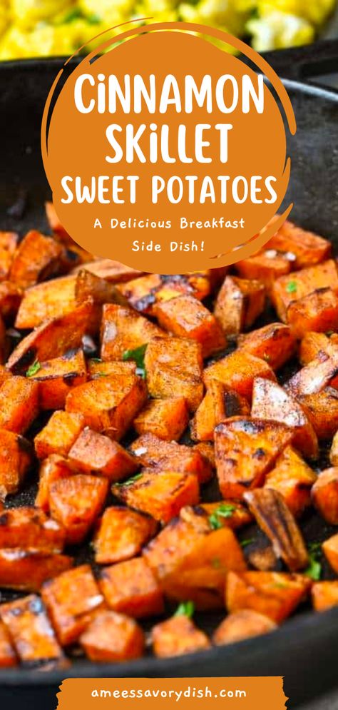 Healthy Sweetpotato Recipe, Healthy Ways To Make Sweet Potatoes, Sweet Potato Stir Fry Healthy, Carmelized Sweet Potato, Pan Cooked Sweet Potatoes, Spring Sweet Potato Recipes, Sweet Potato For Diabetics, Skillet Veggies Side Dishes, Pan Fried Sweet Potato Fries