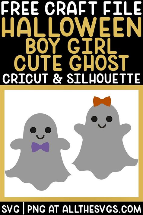 Ghost Svg Free Files, Cute Ghost Svg, Ghost Svg Free, Bowtie Diy, Ghost Letters, Halloween Diy Kids, Girly Ghost, Ghost Silhouette, Halloween Svgs