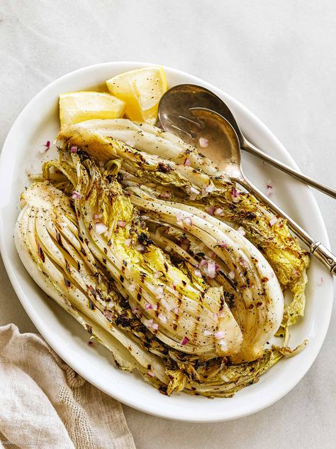 Grilled napa Cabbage Recipe - #napa #cabbage #grilled #recipe #eatwell101 - Grilled napa cabbage is the ultimate side dish for your grilling parties! Smoky, savory, and crisp-tender, napa cabbage on the grill is an easy recipe everyone will love! - #recipe by #eatwell101® Braised Napa Cabbage, Grilled Napa Cabbage Recipes, Vegan Napa Cabbage Recipes, Cabbage Grilled, Grilled Side, Napa Cabbage Recipes, Vegetarian Diet Recipes, Bbq Side Dish Recipes, Grilled Cabbage