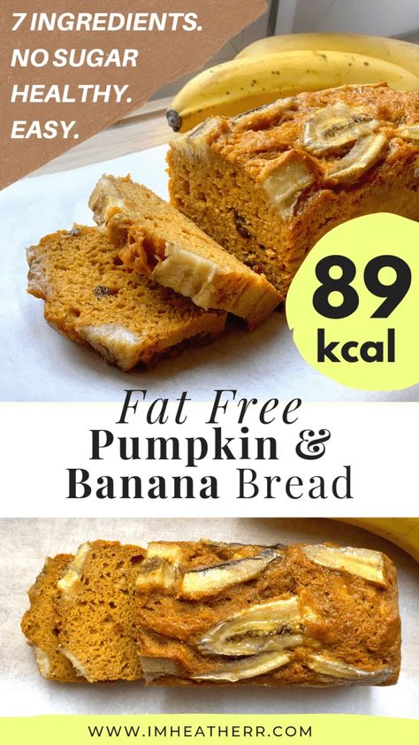 Healthy Pumpkin Banana Bread, Pumpkin Banana Bread Recipe, Low Calorie Pumpkin, Bread For Breakfast, Tarte Vegan, Pumpkin Banana Bread, Healthy Eating Diets, Pumpkin Banana, Baking Powder Uses