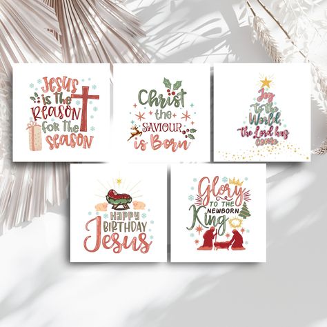 "These Christian Christmas cards are a beautiful way to show your Christian friends, family and loved ones how much they matter to you. And why not give them to your non-Christian loved ones also? It's a way of sharing God's love with them. You'll have the opportunity to make it even more special by adding your handwritten message inside these blank cards. Celebrate Christmas's true spirit by sharing Christ's joy and love with everyone around you with these thoughtful and festive cards. You might be interested in purchasing the printed version, which comes with brown ribbed recycled diamond flap envelopes (colour may vary depending on availability): Set of 5 Cards, please click here: https://greyesartpublishing.etsy.com/listing/1588254028 Single Card (you choose the design you want): https Christmas Cards Jesus, Christian Christmas Cards Handmade, Christmas Cards Christian, Christmas Card Christian, Christian Christmas Card, Thanksgiving Cards Printable, Religious Christmas Card, Happy Thanksgiving Cards, Christmas Card Family