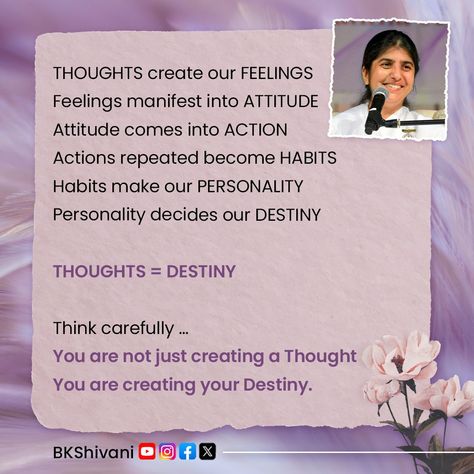 BK Shivani (@bkshivani) on X Quotes Mind, Bk Shivani Quotes, Bk Shivani, Destiny, Create Yourself, Mindfulness, Feelings, Quotes, Quick Saves