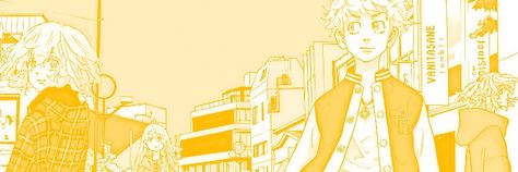 Yellow Aesthetic Banner, Yellow Anime Banner, Yellow Manga Wallpaper, Yellow Manga Panels, Yellow And White Header Twitter, Yellow Anime Widget, Tokyo Revengers Header, Anime Pfps, Yellow Aesthetic