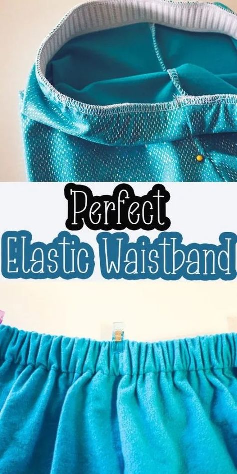 learn learn How to Sew Elastic Waistband with or without a casing for your elastic waistband needs. Photo and video tutorial. How To Measure Elastic For Waistband, Sewing Hacks Alterations, Knitted Bikinis, Sew Elastic Waistband, First Sewing Projects, Easy Hacks, Sewing Elastic, Sew Ins, Costura Diy