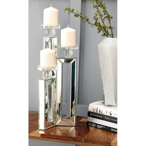 You'll love the Wood Mirror Candelabra at Wayfair - Great Deals on all Décor & Pillows products with Free Shipping on most stuff, even the big stuff. Glam Candles, Mirror Candle, Three Candle Holder, Glam Mirror, Silver Candle Holders, Silver Candle, Elegant Mirrors, Candleholder Centerpieces, Candle Mirror