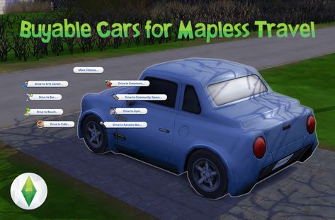 Mod The Sims - Buyable Cars for Mapless Travel Sims 4 Cc Maxis Match Cars, Sims 4 Transportation Cc, Sims 4 Travel Mod, Sims 4 Car Mod, The Sims Mods, Mods Sims 4, Maxis Match Cc, 4 Poses, Sims 4 Body Mods