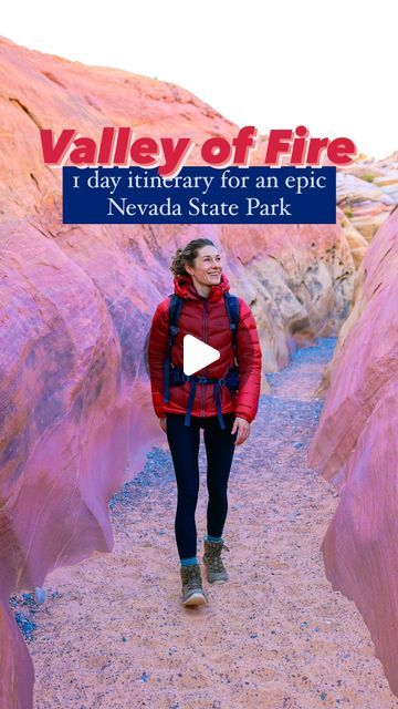 Gwyn and Ami Manser | Hikes, USA travel, national parks on Instagram: "Valley of Fire State Park guide! 🔥 🥾 ☀️ 

Located just outside of Las Vegas, Valley of Fire State Park is the perfect place to explore in just 1-day! 🙌🏼

This park is filled with amazing hikes that will take you past ancient petroglyphs, beautifully layered rock formations, slot canyons, and sandstone arches! ☀️😍

🧡 SAVE this guide and FOLLOW @gwynandami for more adventure itineraries! 

Here are our top recommendations in the park ⤵️

🥾 HIKE: Fire Dome, White Domes, and Seven Wonders Loop trail
Length: 3.2 miles (round trip)
Tip: Arrive before sunrise for the best photo lighting at Fire Wave!

🌀 HIKE: Petroglyph Canyon via Mouse’s Tank
Length: 0.7 miles (round trip) 
Why it’s cool: Hundreds of ancient petroglyp Ancient Petroglyphs, Slot Canyons, Valley Of Fire State Park, Nevada State, Travel Bucket List Usa, Valley Of Fire, Slot Canyon, Seven Wonders, Before Sunrise