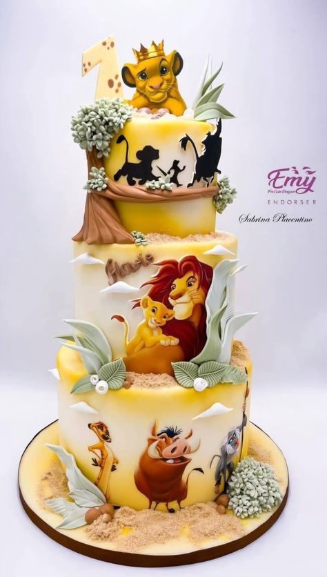 The Lion King Birthday Cake, Lion King Birthday Cake Ideas, Lion King Birthday Centerpieces, Simba Cake Ideas, Lion King Birthday Cake, Simba Cake, Lion King Cake, Lion King Birthday Party Ideas, 1st Birthday Boy Themes