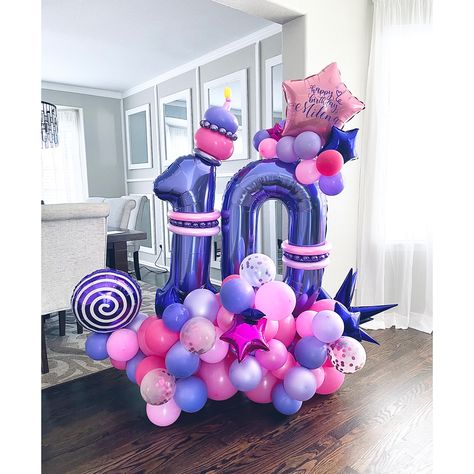 10 Balloon Bouquet, Cheap Bouquet, Girls 9th Birthday, Balloon Bouquet Diy, Bouquet Arrangement, Its A Boy Balloons, Happy 10th Birthday, Happy Birthday Girls, Diy Balloon Decorations