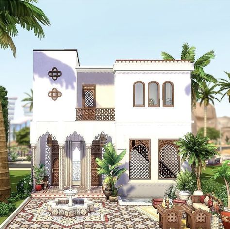 Meditterean House Sims 4, Sims 4 Morroco House, Moroccan House Plan, Sims 4 Villa, Bloxburg House Ideas No Gamepasses, Moroccan Houses, Bloxburg House Ideas Christmas, Bloxburg House Ideas Modern, Bloxburg House Ideas Kitchen