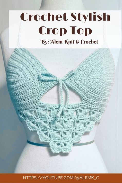 Crochet Swimwear Pattern, Crop Top Tutorial, Crochet Mittens Free Pattern, Crochet Tank Tops, Corset Sewing Pattern, Stylish Crop Top, Crochet Style, Mode Crochet, Crochet Bralette