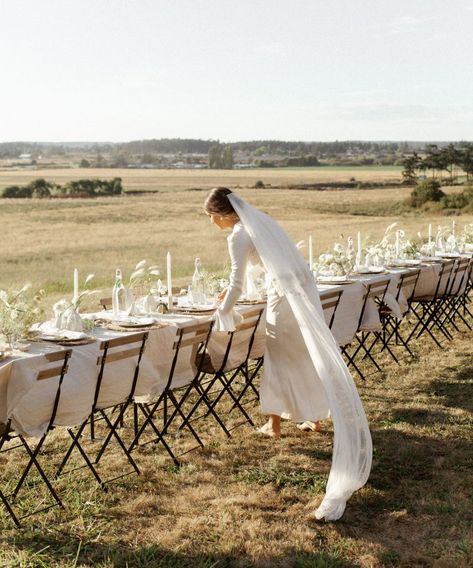 A Jenni Kayne Wedding: Inside Our Creative Director’s Dreamlike Island Nuptials | Living | Rip & Tan Candles Instead Of Flowers Wedding Ideas, Romantic Wedding Tablescape, Table Scapes Wedding, Field Wedding Ceremony, Simple Wedding Table, Minimal Bride, Spring Editorial, Tall Candles, Wyoming Weddings