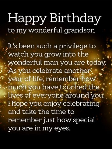 How Special You are! Happy Birthday Wishes Card for Grandson: This sentimental birthday card will touch the heart of your adult grandson. A dark night sky is full of bursting fireworks, setting a bright and festive tone for his celebration. Just as impactful are the words, which speak to the person he has become, touching the lives of all the people around him with everything he does. It's such a meaningful way to remind this special member of your family just how much he shines. Happy Birthday To A Special Grandson, Happy Birthday Wishes Grandson Love You, Happy Birthday For Grandson, Teenage Grandson Birthday Quotes, Happy Birthday To My Grandson Quotes, Grandson 21st Birthday Wishes, Grandson 18th Birthday Wishes, Grand Son Birthday Wishes, Happy 19th Birthday Grandson