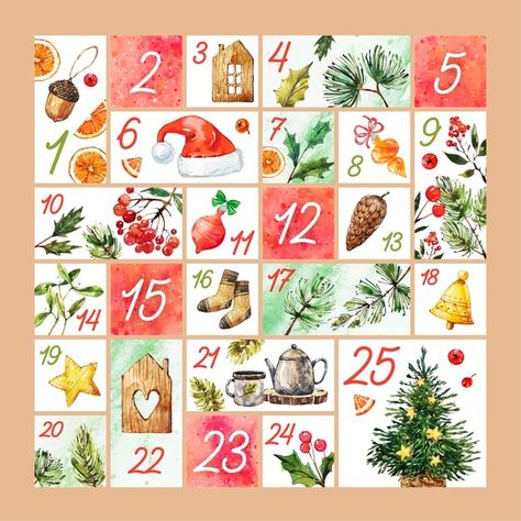 Advent Calendar Free, Calendar Vector, Tree Day, Motif Art Deco, Christmas Calendar, Countdown Calendar, Christmas Poster, Christmas Advent Calendar, Diy Christmas Tree