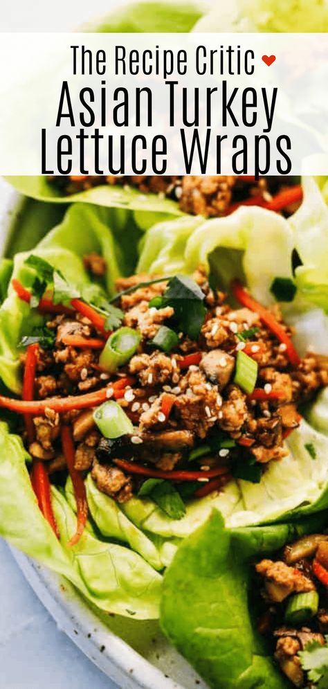 Ground Turkey Lettuce Wraps, Asian Turkey Lettuce Wraps, Asian Turkey, Lettuce Wraps Healthy, Lettuce Wraps Recipe, Asian Lettuce Wraps, Crunchy Veggies, Turkey Lettuce Wraps, Healthy Appetizer