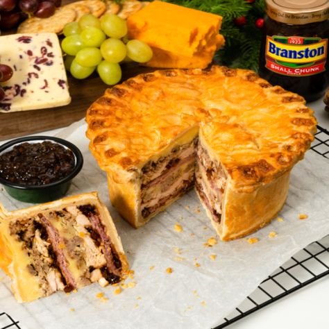 Boxing Day Branston pie recipe | Branston Boxing Day Pie, Pickle Pie Recipe, Pickle Ideas, Pickle Pie, Branston Pickle, Festive Recipes, Christmas Pie, Leftover Pork, Pickle Recipe