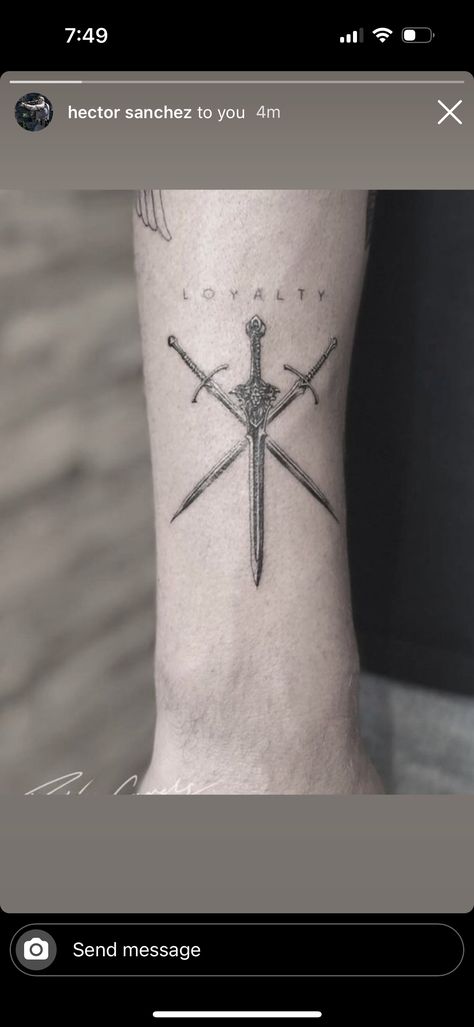 Three Swords Tattoo Design, Three Swords Tattoo, Crossed Swords Tattoo, Swords Tattoo, Crossed Swords, Tattoo Meaning, Swords, Tattoo Design, Tattoo Designs