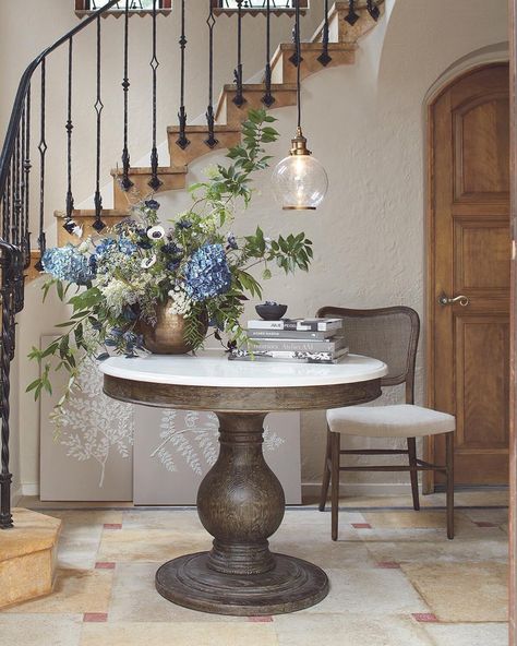 Round Foyer Table Decor, Foyer Round Table, Entryway Round Table, Entry Table Ideas, Foyer Table Decor, Round Foyer Table, Round Entry Table, Foyer Ideas Entryway, Round Table Decor