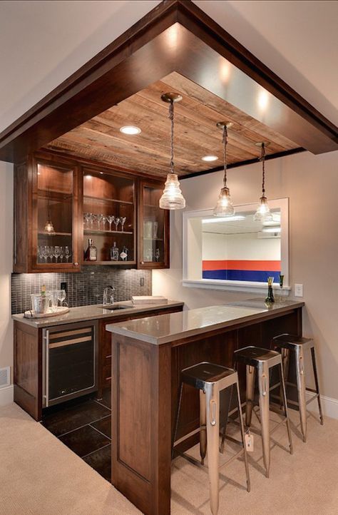 Rustic Meets Modern Home Bar Designs Kitchen Cost, تصميم الطاولة, Bar Mini, Basement Bar Designs, Home Bar Design, Basement Kitchen, Small Basements, Home Bar Designs, Mini Bars