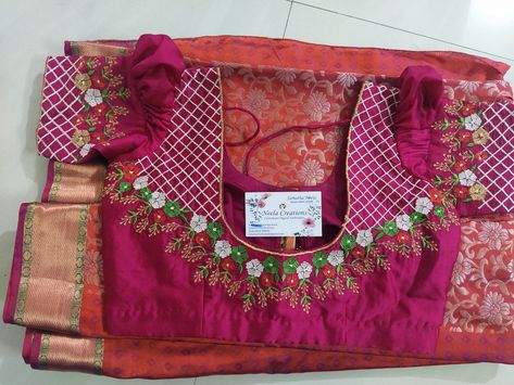 Marriage Blouses, Computer Work Blouse Designs, Ns Creations, Maggam Blouses, Red Combination, Work Blouse Designs, Blouse Works, Mirror Work Blouse Design, Computer Works