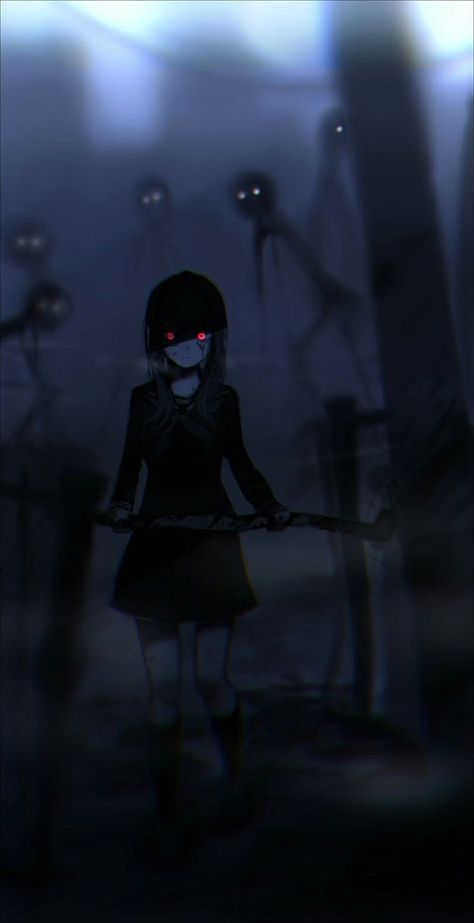 Red Eyes, In The Dark, A Girl, The Story, Red, Anime, Black