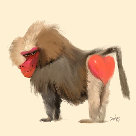 ArtStation - Baboon <3, Sam Nassour Baboon Art, Animal Quiz, Monkey Illustration, Art Beat, A Monkey, Baboon, Animal Sketches, Blue Cheese, Environmental Art