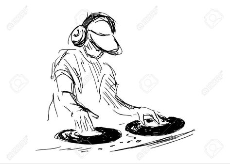 Dj Art, Dj Logo, Recording Studio Design, Dj Images, Dark Art Drawings, Hand Sketch, Dj Music, Art Clipart, Hand Illustration