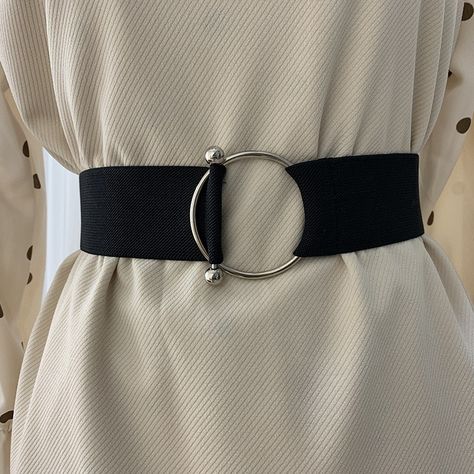 Belts for Women Black Simple Waist Elastic Ladies Band Round Buckle Decoration Coat Sweater Fashion Dress Rice White|Women's Belts| |  - AliExpress Belt Without Buckle, Ikat Pinggang, Waist Corset, Pullover Mode, Fashion Belts, Mua Sắm, Sweater Coats, Sweater Fashion, Waist Belt